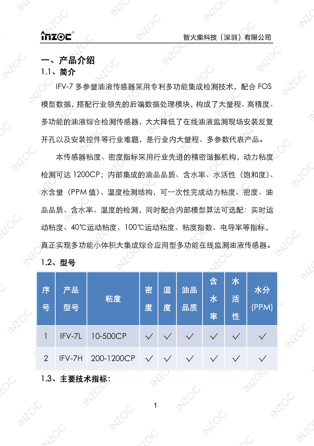 七合一多參量油液傳感器IFV-7