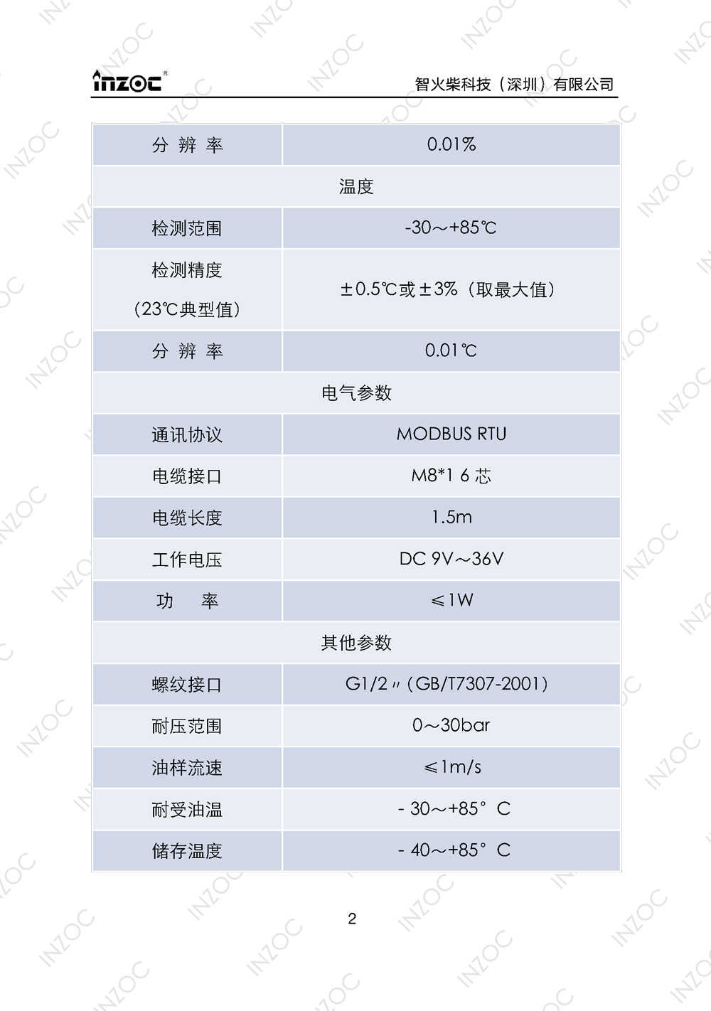 油液含水率傳感器使用說明書